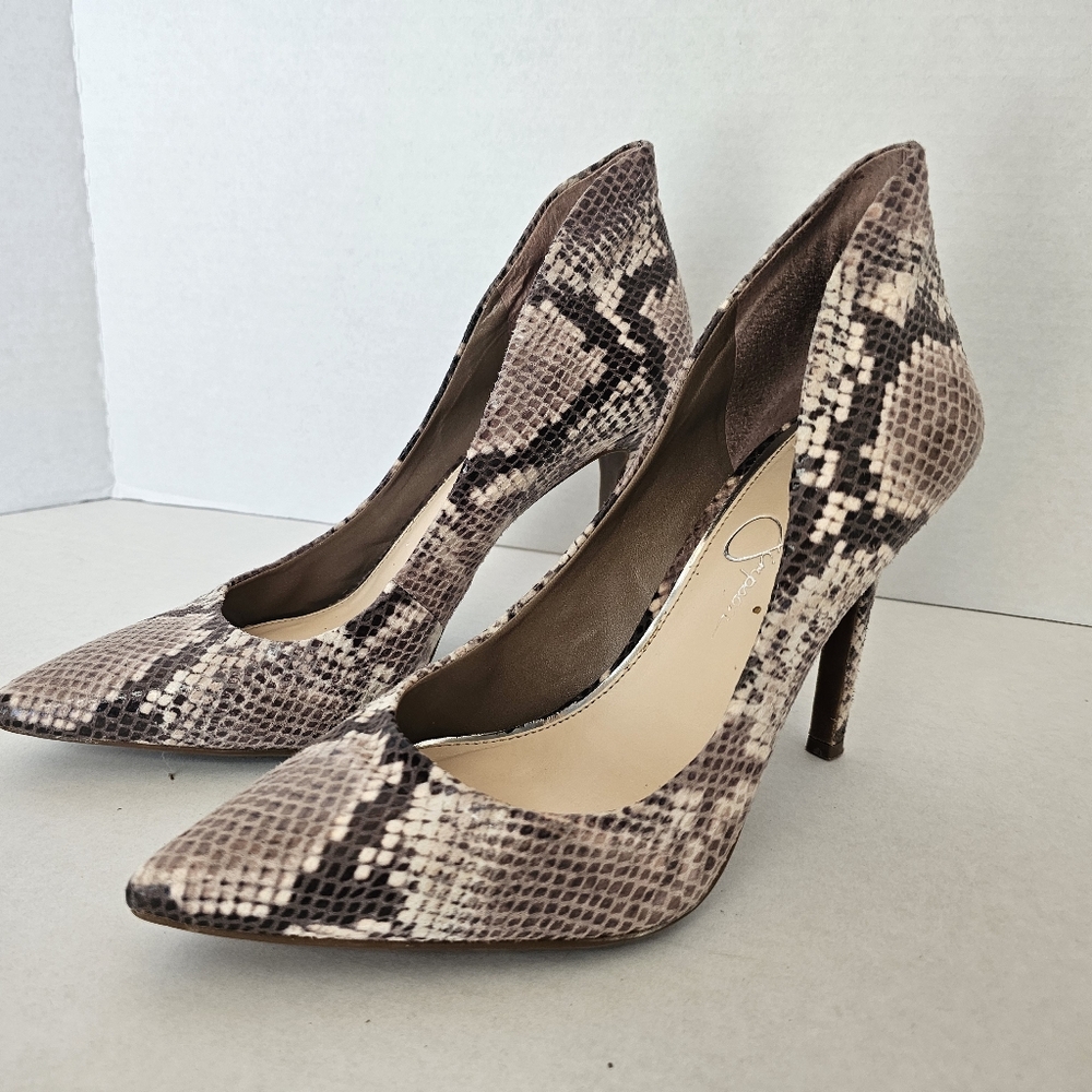 Jessica Simpson Womens Heels Size 8M Pumps Faux Snake Skin Pointed Toe - Picture 7 of 7